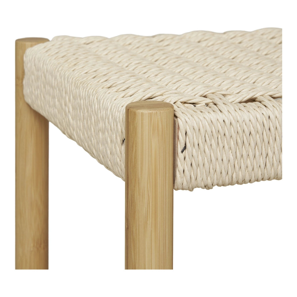Appendiabiti Ember in bambù naturale con panca in cordoncino di carta 36×95×165 cm