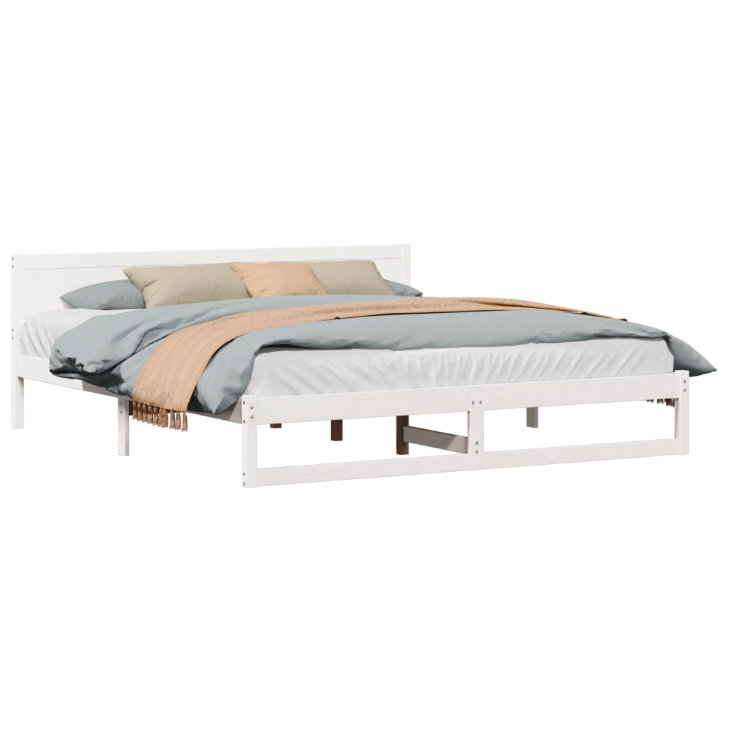 Telaio Letto Bianco Legno 200 x 200 cm Durevole