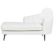 Chaise longue Velluto Bianco Crema Rivestimento Gambe In Metallo nero versione destra