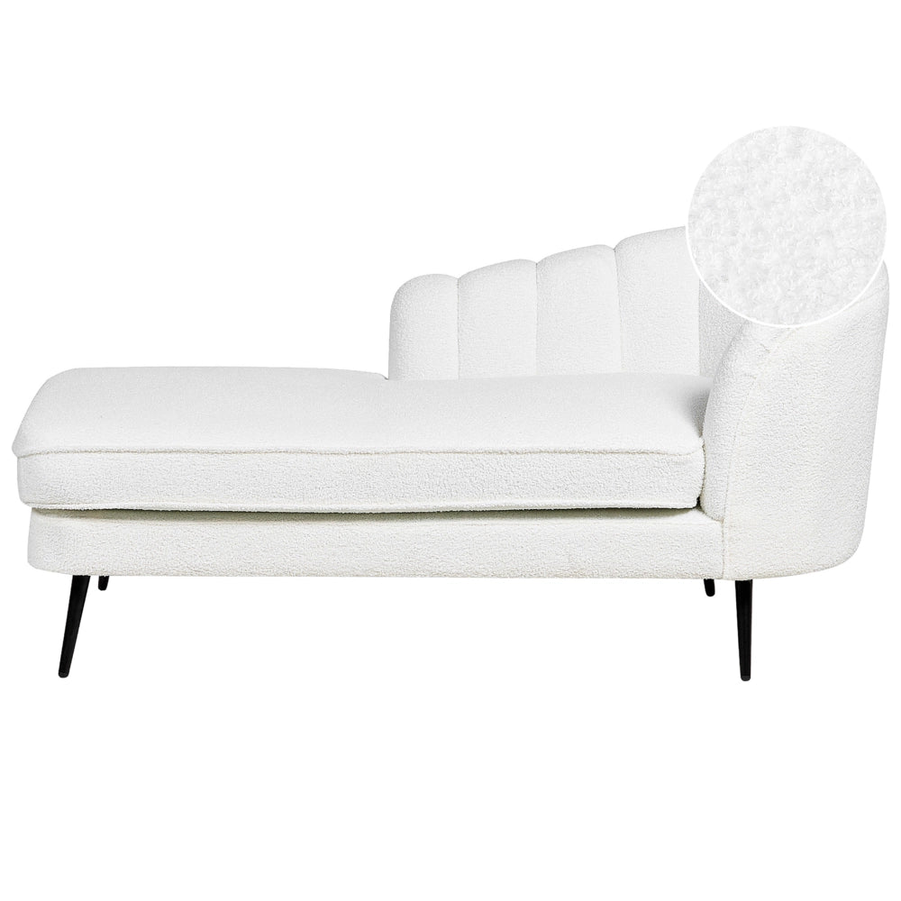 Chaise longue Velluto Bianco Crema Rivestimento Gambe In Metallo nero versione destra