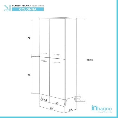 Armadio multiuso grigio 153,5 cm con ante e ripiani regolabili Desya