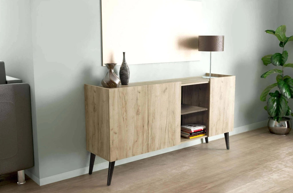 Madia di design con 3 ante in Legno Composito cm 160x41x89 - THOMAS