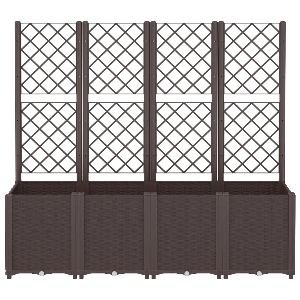 Fioriera da Giardino con Traliccio Marrone 160x40x140 cm in PP 367875