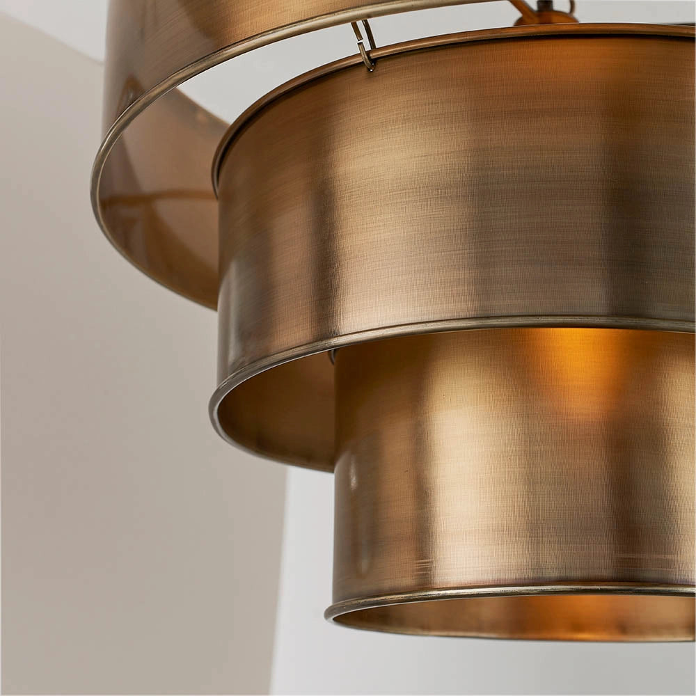Lampada sospensione industriale ottone 3 cilindri E27 Endon