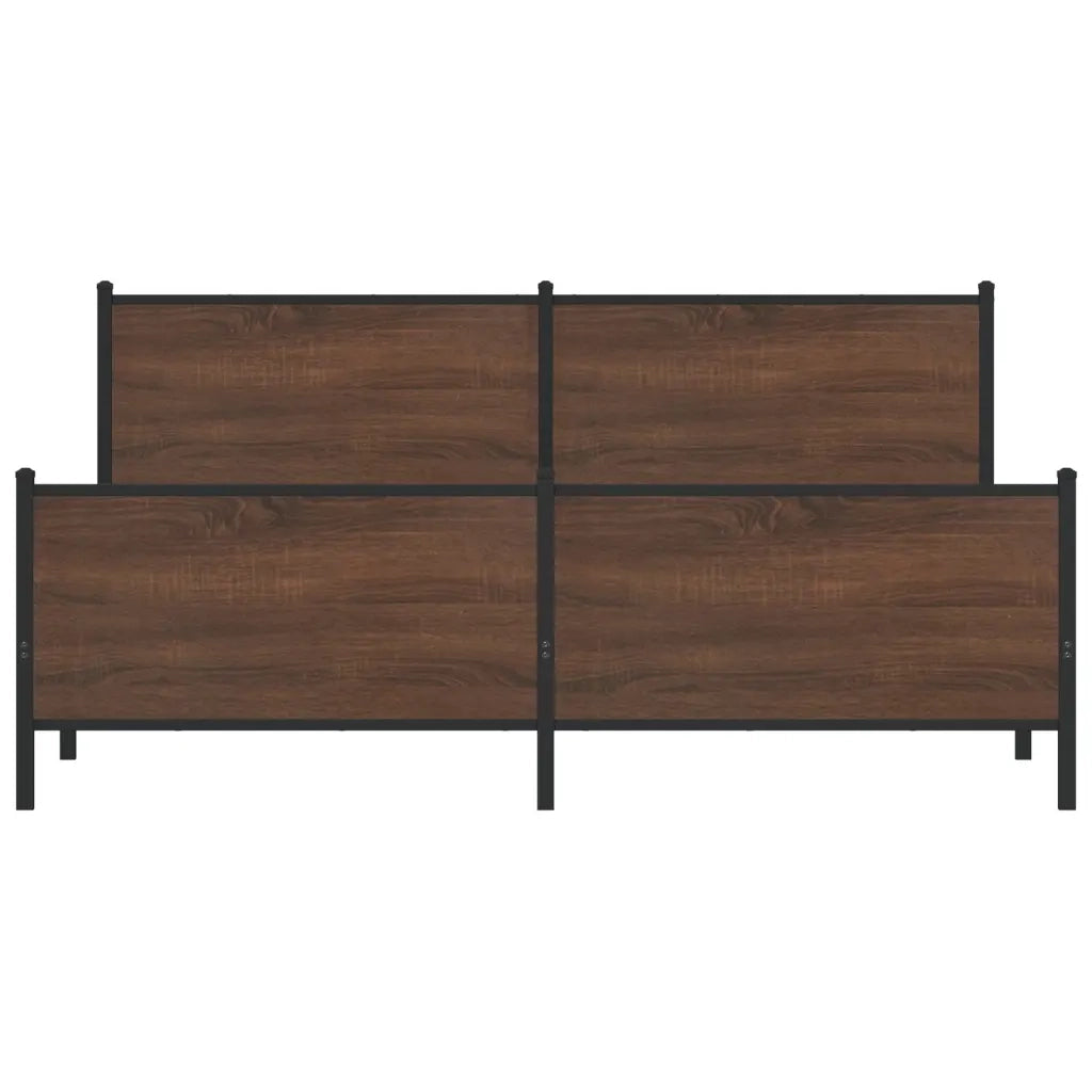 Letto matrimoniale | Letto per adulti | Giroletto senza Materaso in Metallo Rovere Marrone 193x203 cm