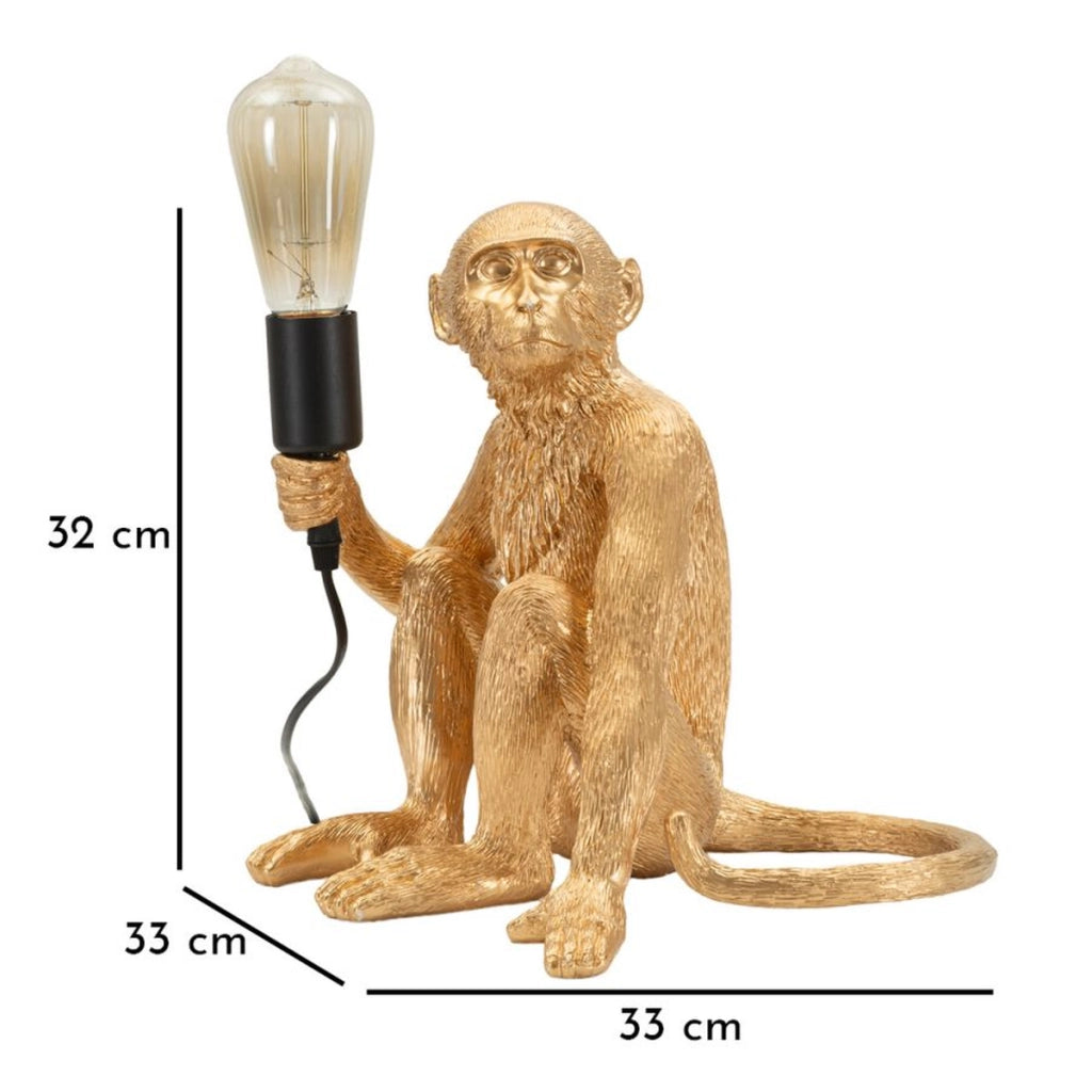 Lampada da Tavolo Scimmia 2, Oro, Poliestere, 33x33x32 cm