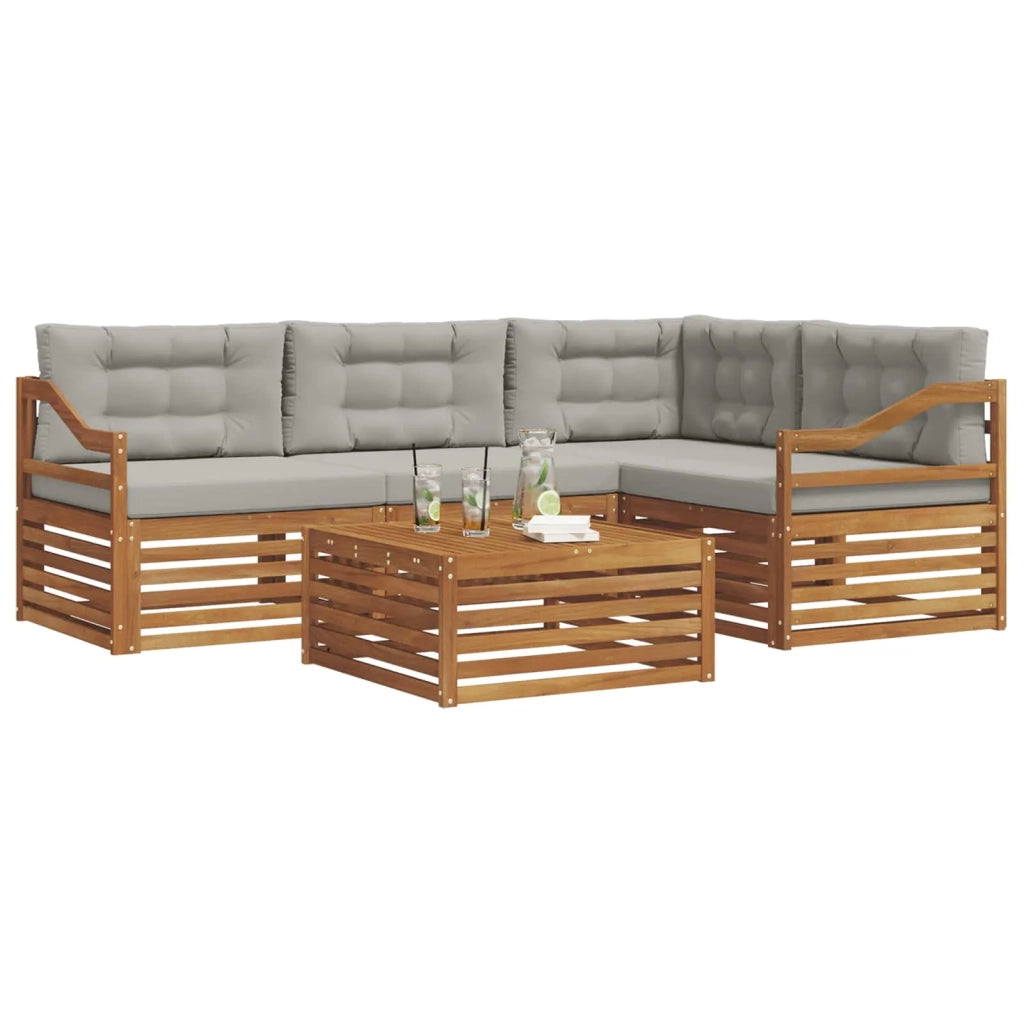 Set di divani da esterno 5 pcs Grigio Naturale e Chiaro 3373436