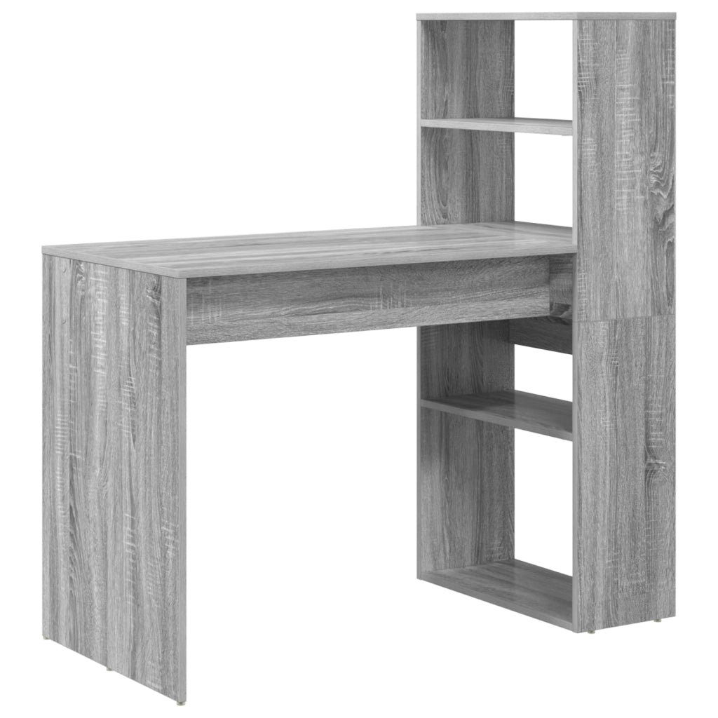 Scrivania con Spazio di Archiviazione Grigia Sonoma 113x54x120 cm Legno Ingegnerizzato