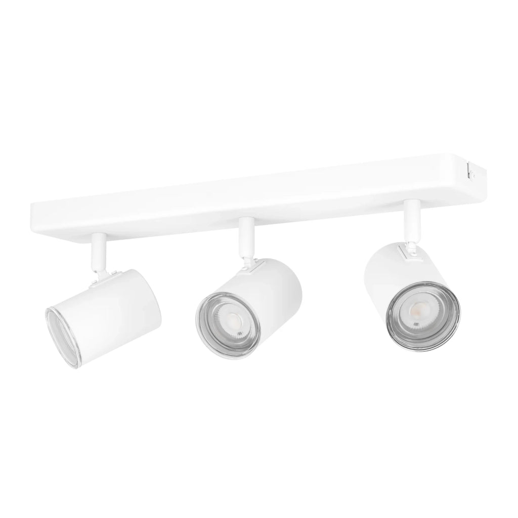 Spot Lineare Moderno Consuma 1 Acciaio Bianco 3 Luci Gu10 Ip44