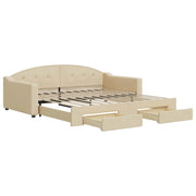 Divano letto | Sof¨¤ letto | Letto singolo Estraibile con Cassetti Crema 100x200cm in Tessuto