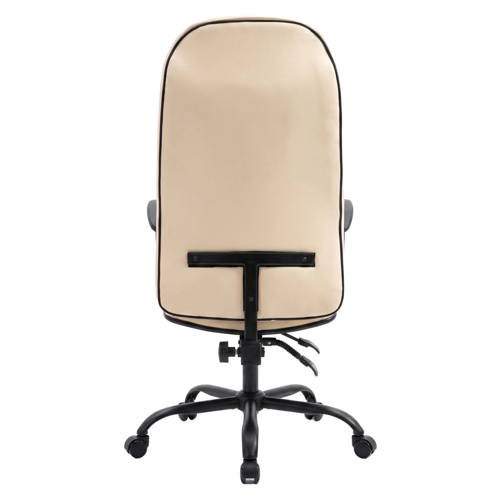 Yūto - Sedia Da Ufficio Ergonomica 50x131x47 cm Poltrona Direzionale Comoda con Ruote Girevoli in Similpelle Crema