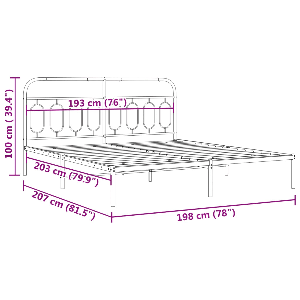 Giroletto con Testiera-Struttura Letto con testiera Metallo Bianco 193x203 cm 128353