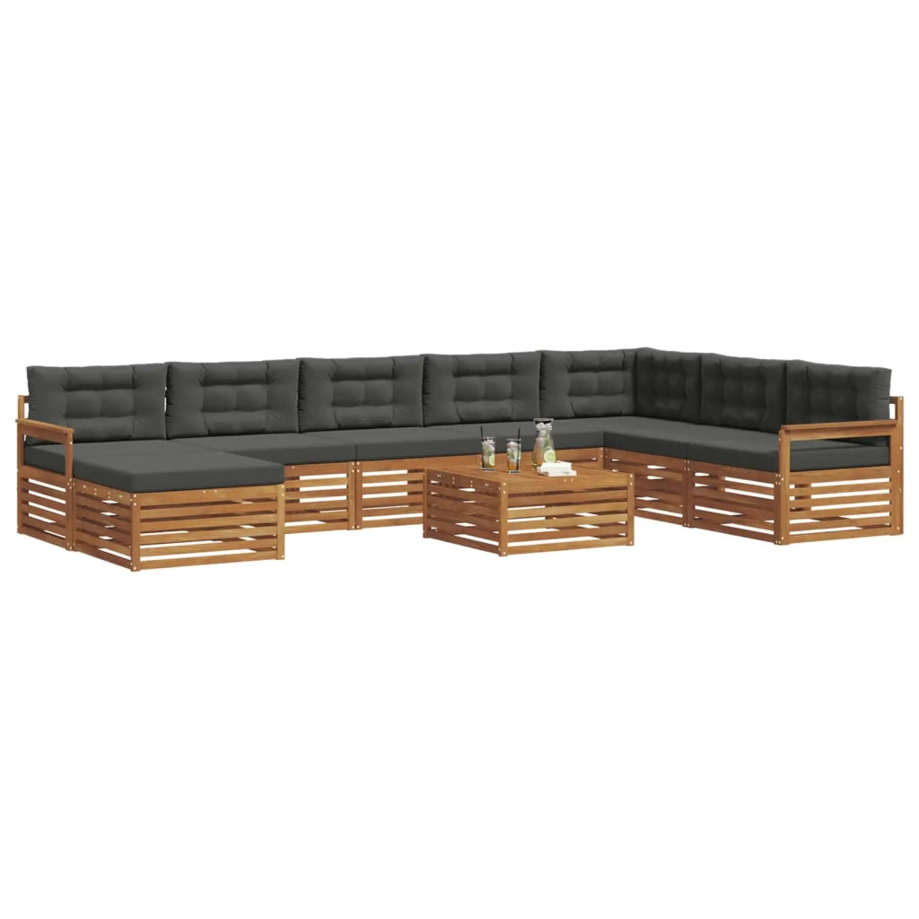Set di divani da esterno con cuscino 9 pcs Naturale e Antracite 3373967