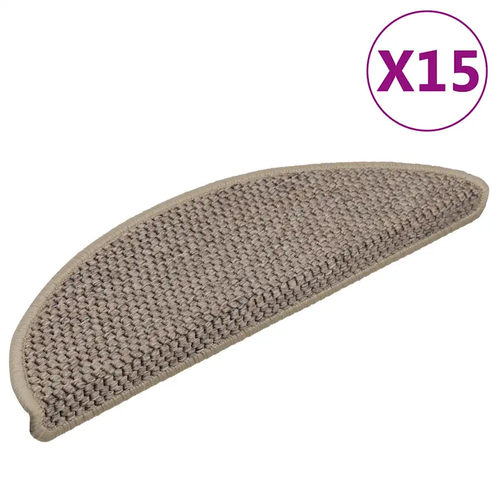 Tappeti Adesivi Scale Aspetto Sisal 15 pz 56x20 cm Beige Scuro cod mxl 77365