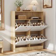 Scarpiera con 4 Ante a Ribalta e Ripiani ¨C Xylo ¨C Legno Bianco, 90x24x104.5 cm