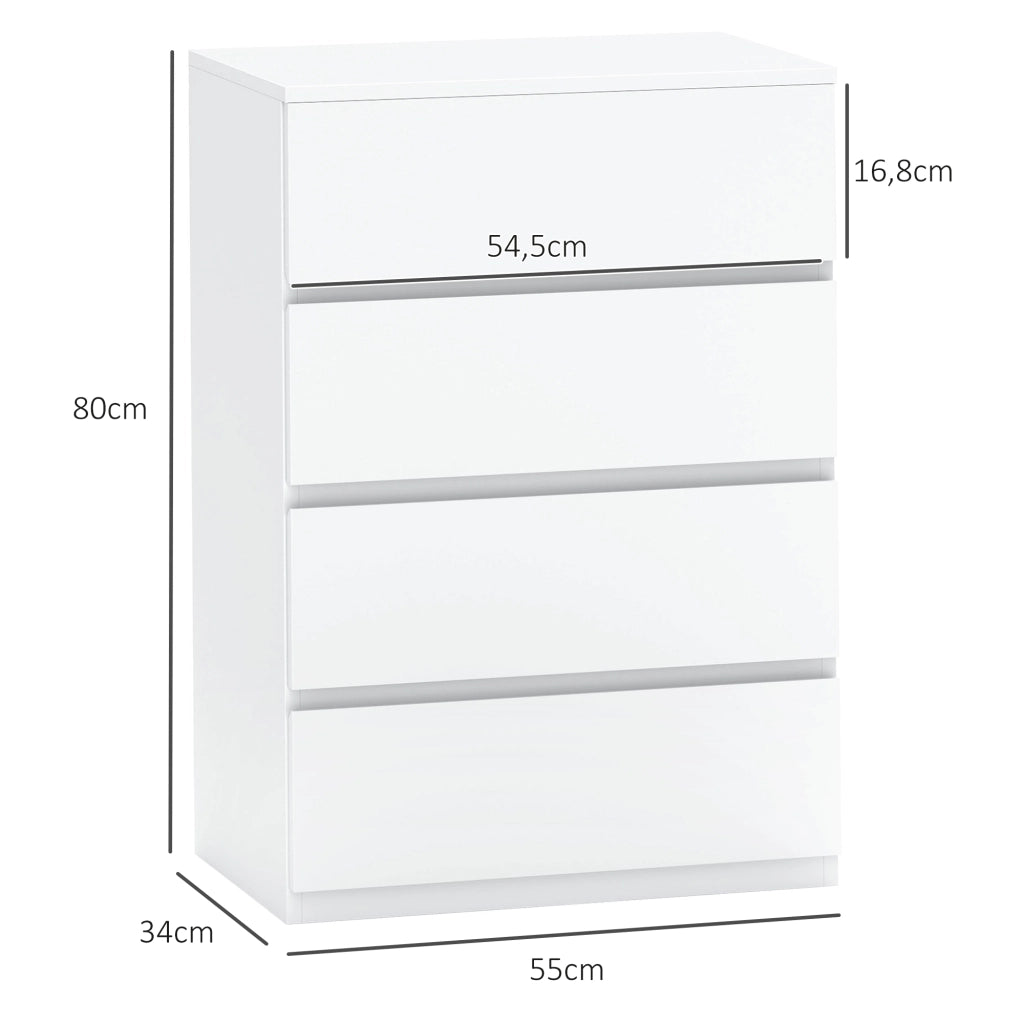 Cassettiera 4 Cassetti ¨C Zephmum ¨C Bianco 55x33x80