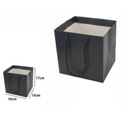 Trade Shop - Set 3 Pz Buste Busta Borsa Da Regalo Nera 16 X 16 X 17 Cm Manici In Corda 69241 -