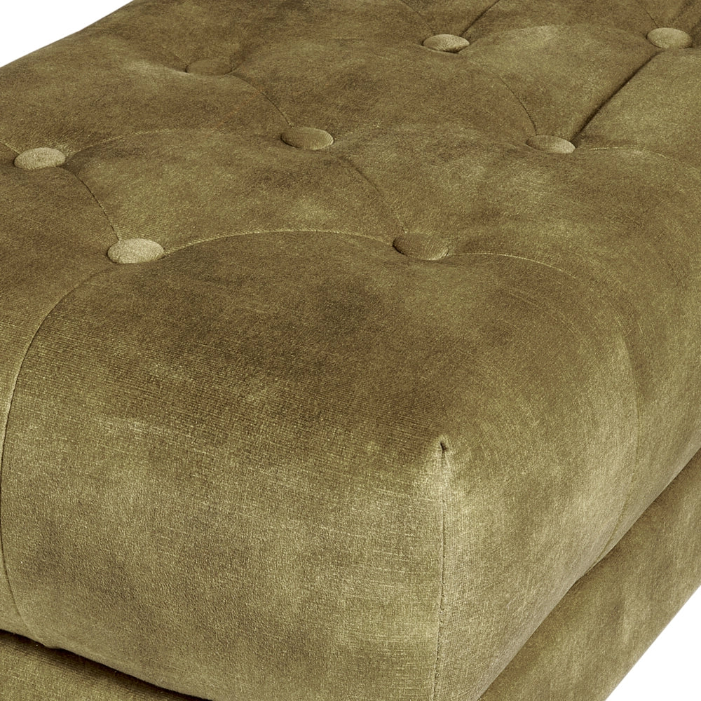 Panca Verde Tessuto imbottito Velluto Accento di metallo Gambe d'oro Panca da letto Sgabello