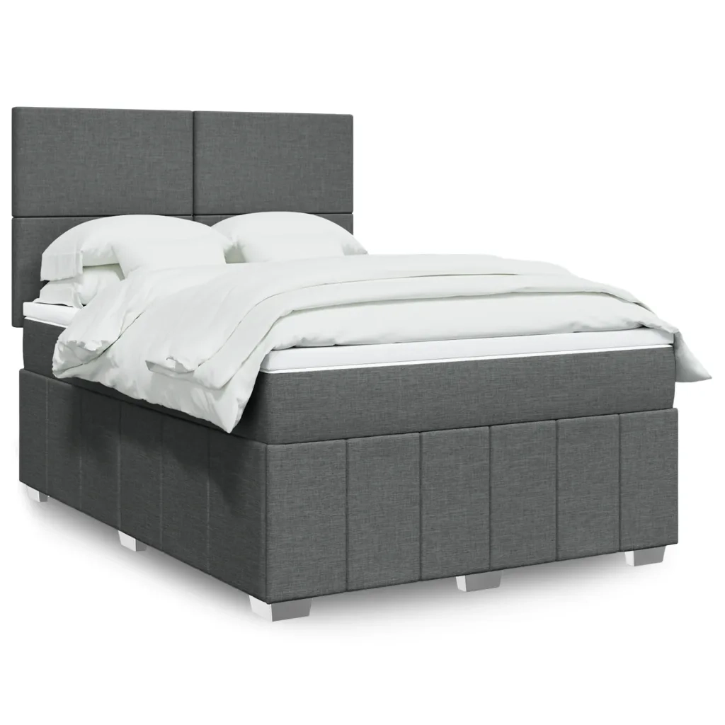 Giroletto a Molle con Materasso Grigio Scuro 140x190 cm Tessuto 3291657