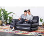 Trade Shop - Divano Multifunzione 188x152x64cm Nero Gonfiabile Pieghevole 5in1 Con Sacca 75054 -