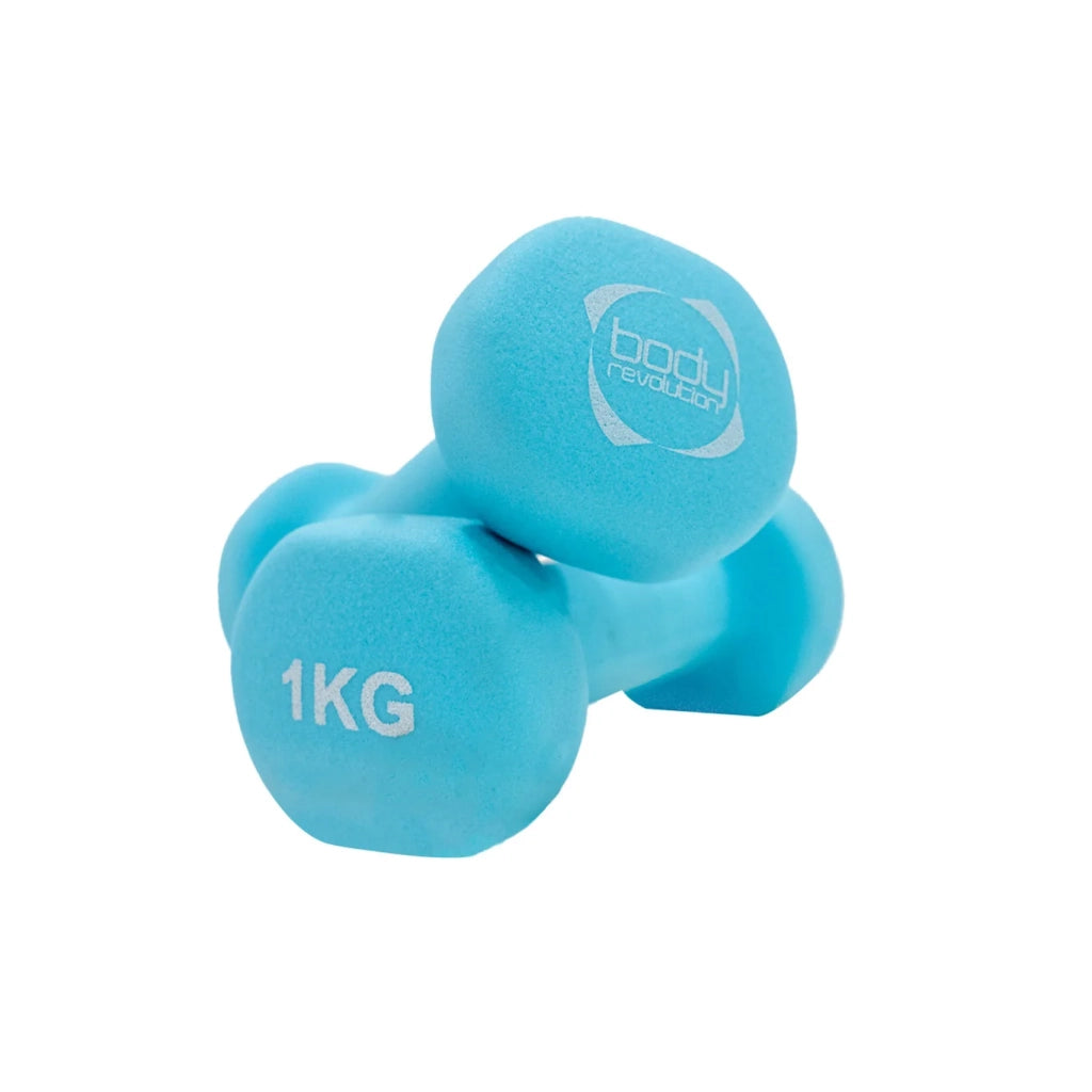 Body Revolution Set 6 Manubri Neoprene 12kg 1kg 2kg 3kg con Supporto
