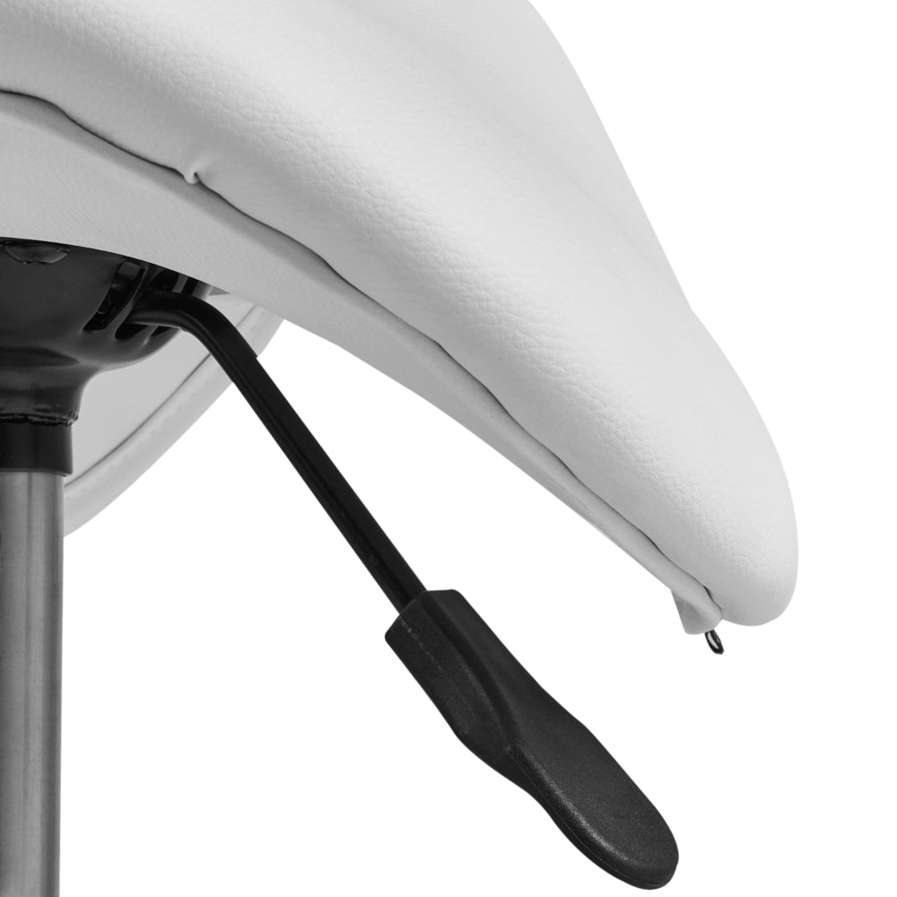 Sgabello girevole in ecopelle bianco da ufficio in metallo altezza regolabile