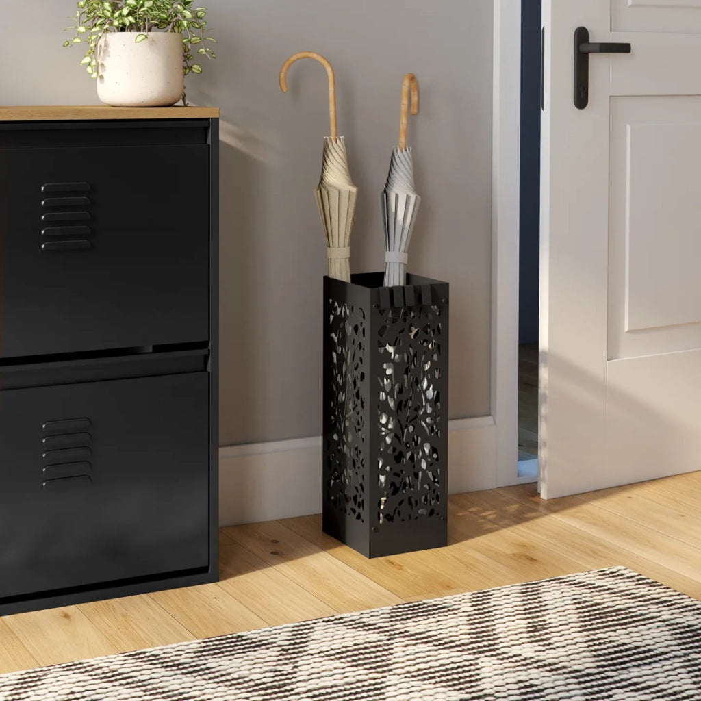 IDMarket - Paragüero FLOWER de acero gris antracita, 45 cm de altura