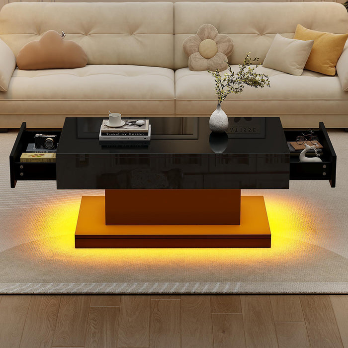 Tavolino design - Xylo - 100x50cm LED nero minimalista