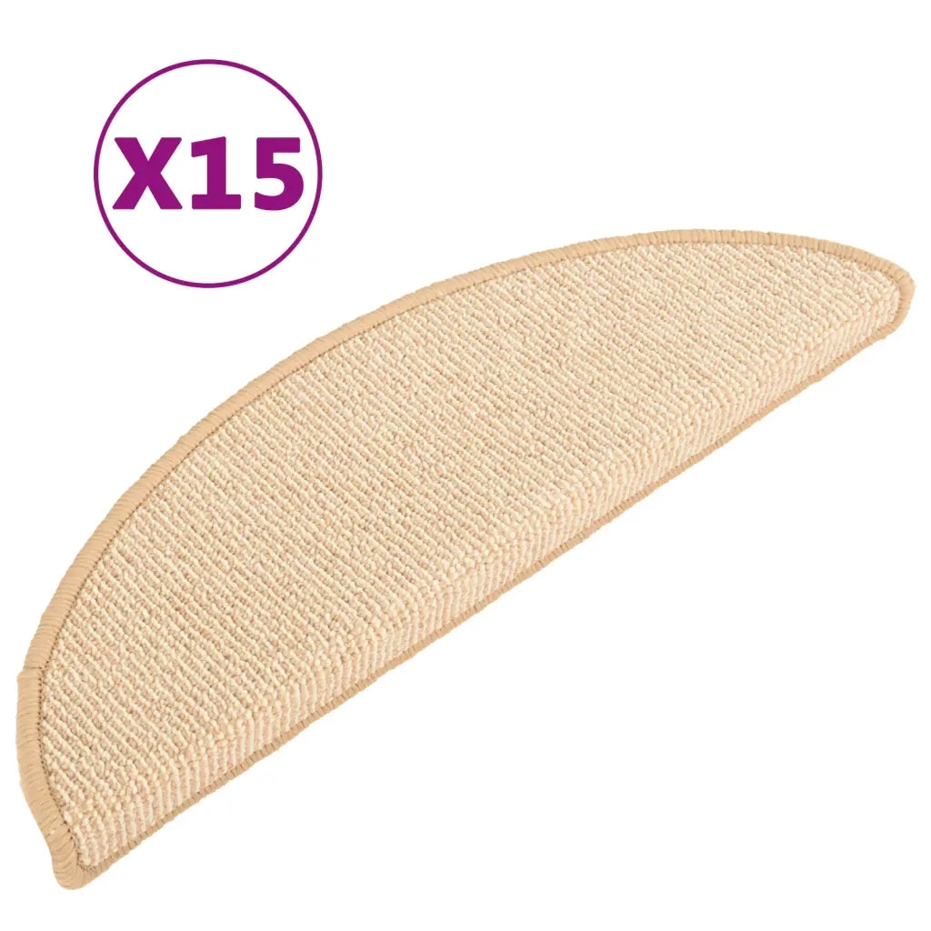 Tappetini per scale 15 pz | Gradini per Scale 56x17x3 cm Crema Semicircolari