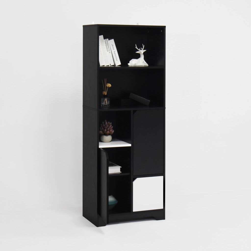 Libreria Multifunzione con Ante e Cassetti ¨C Xylo ¨C Bianco e Nero