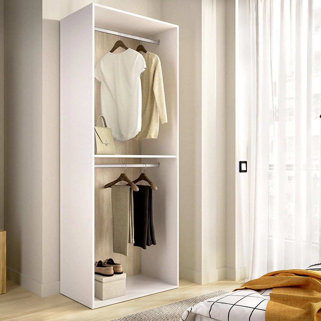 Armadio Camera da Letto Ashebrook, Guardaroba Grande un Ripiano, 45x205h cm Bianco
