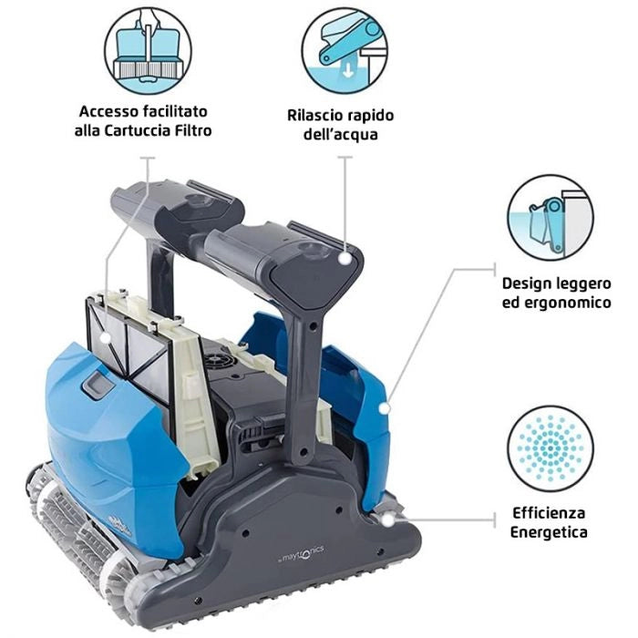 Robot Piscina Dolphin Oasis 40 Premium Con Spazzole Combinate, Carrello E Copertura Protettiva