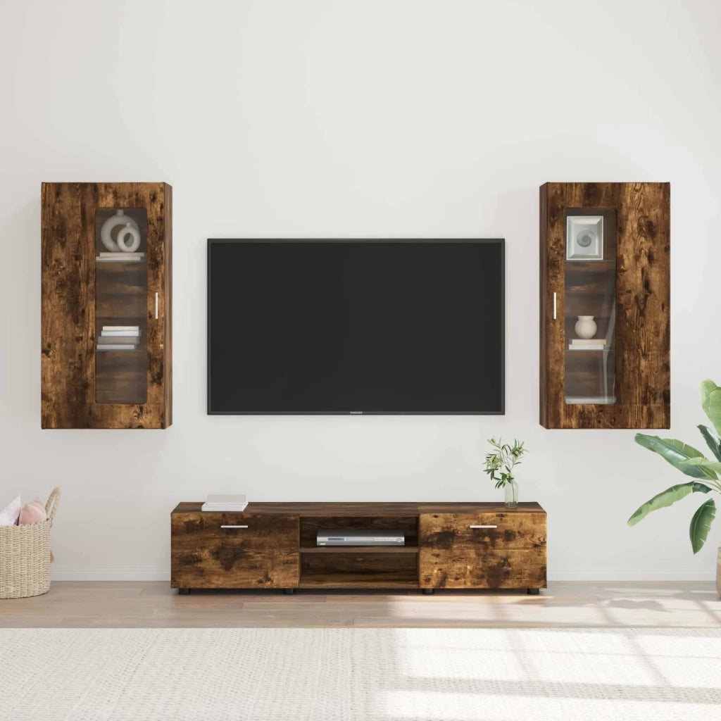 Set mobile TV FLORIN 3 pcs Rovere fumé Legno multistrato 3397929