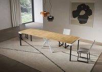 Consolle Allungabile 90-300x40x77 cm Saki Evolution Quercia Natura Gambe Bianche