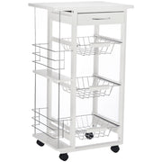 Carrello da Cucina ¨C ZephMum ¨C Legno Pino, Bianco, 4 Ruote