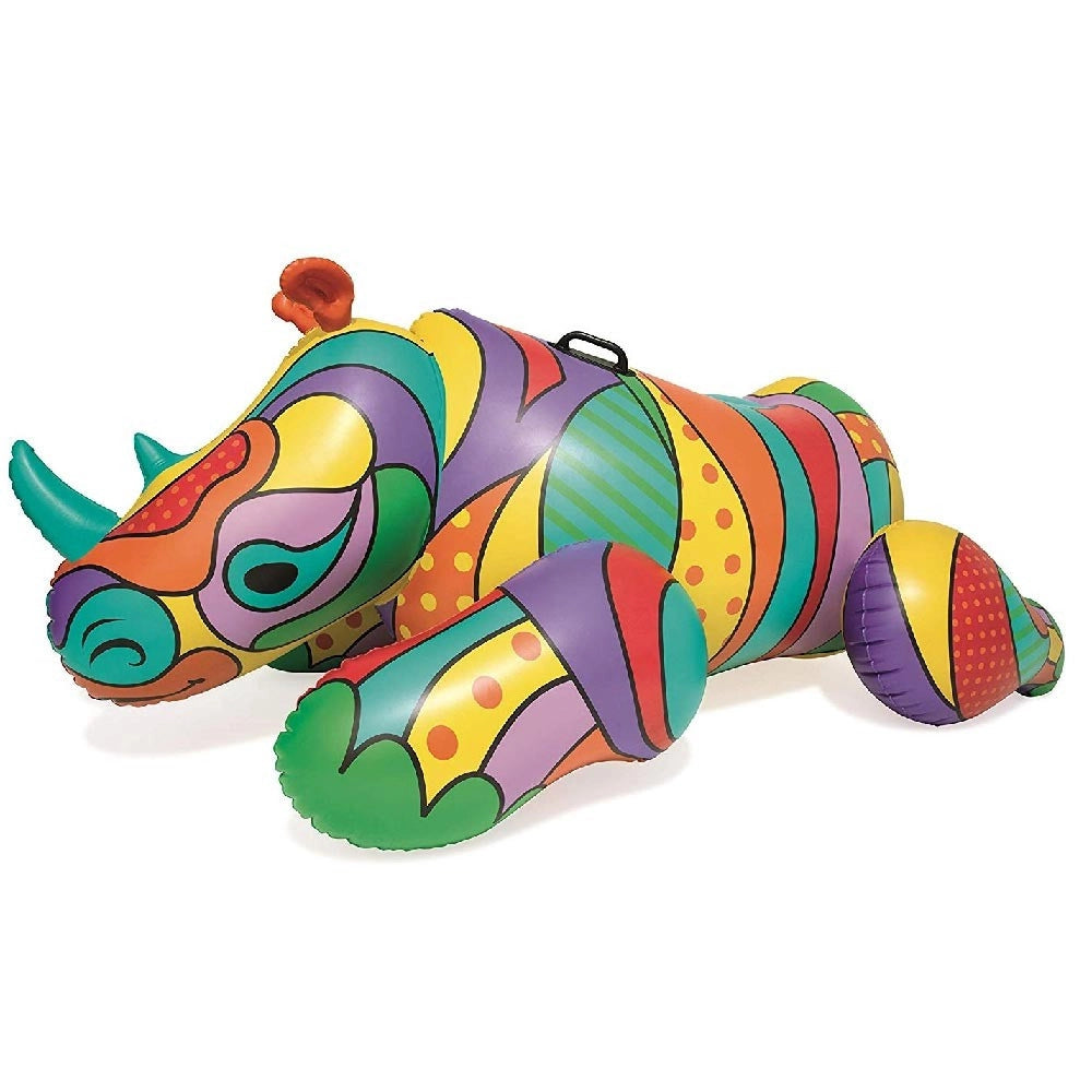 Trade Shop - Rinoceronte Fashion Cavalcabile Gigante 201 X 102 Cm Gonfiabile Multicolore -