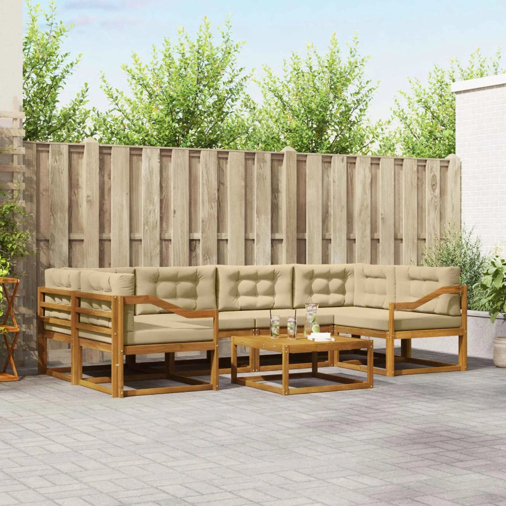 Set di divani da esterno con cuscino 7 pcs Naturale e Beige