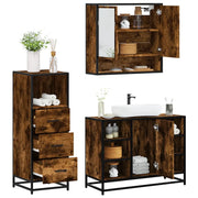 Set Mobili da Bagno 3 pz Rovere Fumo in Legno Multistrato 3301062