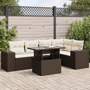 Set Divano da Giardino 6 pz con Cuscini Marrone in Polyrattan 3326804