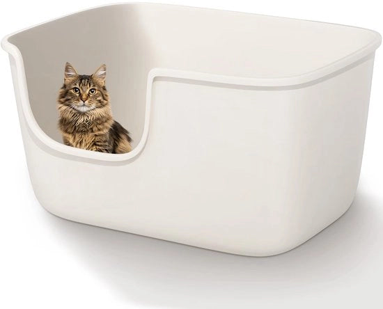 Ciotola per gatti grande per famiglie con più gatti, 56L x 41P x 31A cm Ciotola per gatti aperta, ciotola per gatti impermeabile con ingresso basso