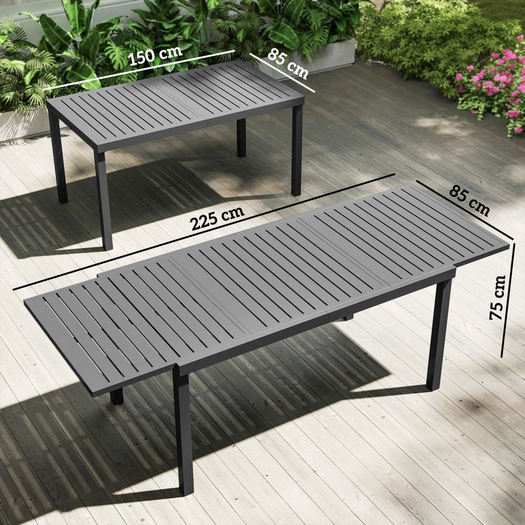 Tavolo da Giardino Allungabile 150/225x85x75 cm ¨C zephmum ¨C Grigio