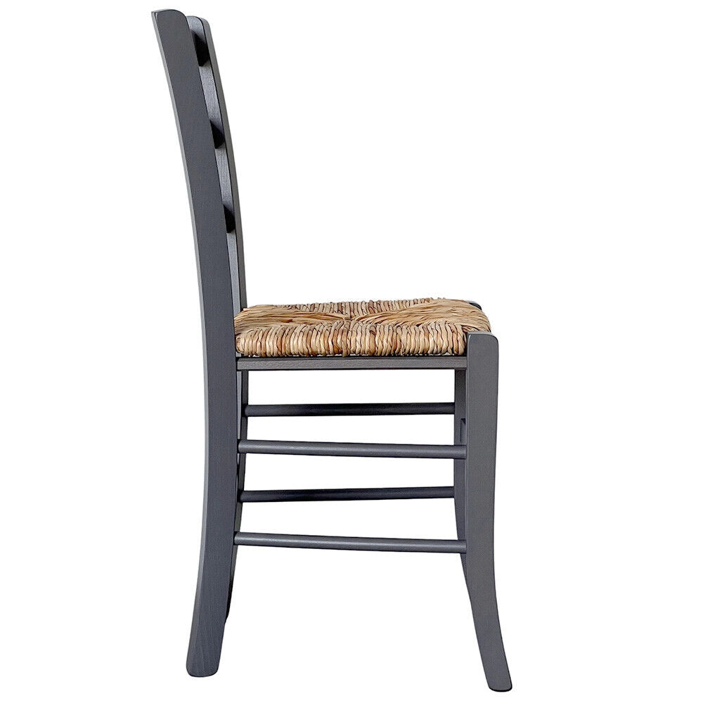 Sedia legno venezia grigio con seduta in paglia di riso