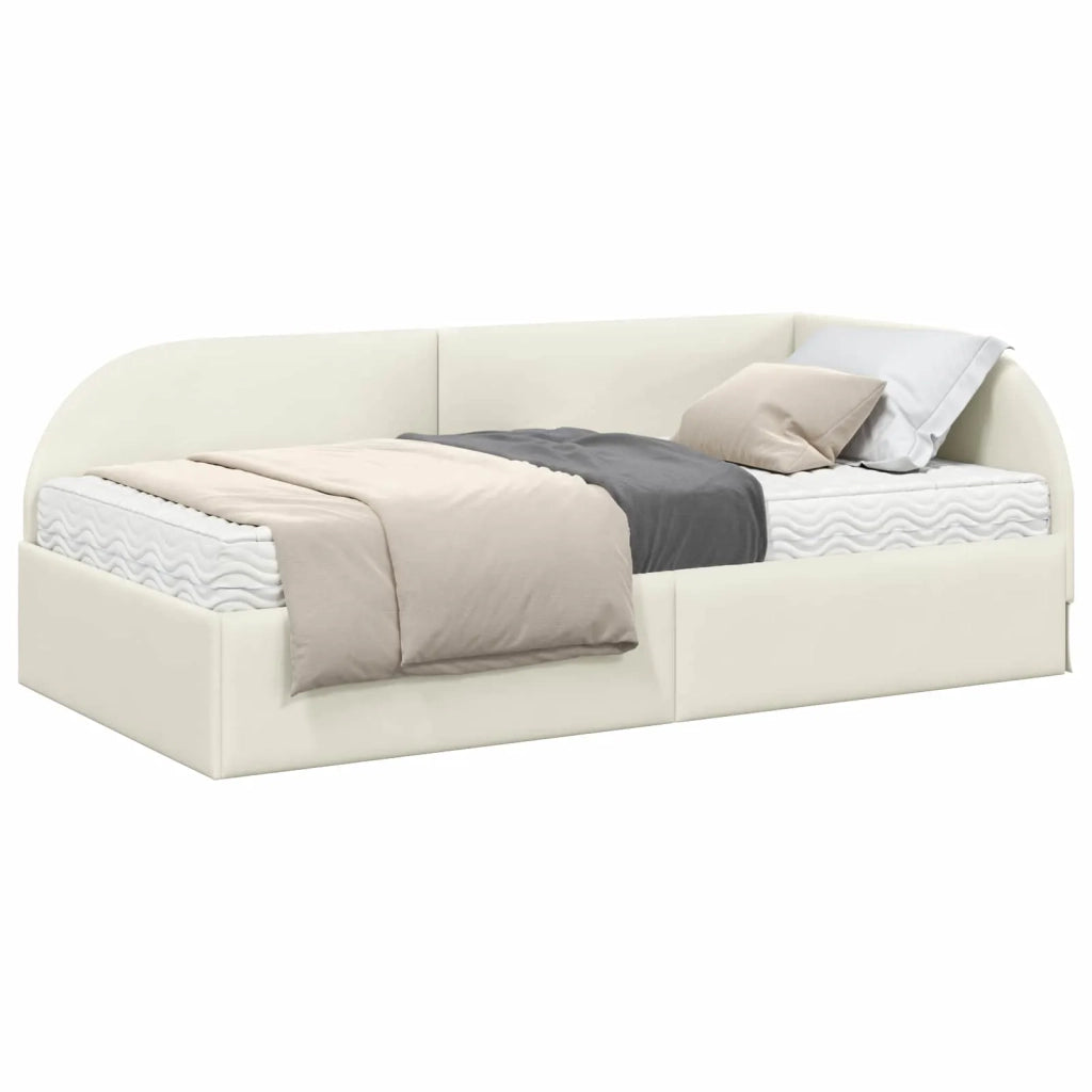 Struttura Letto Angolare con Materasso 2 pcs Crema Velluto 3394201