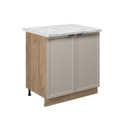 Mobiletto base cucina Fame-Line GrigioBeige/Rovere dorato 80 cm con ripiano, PL Marmo Vicco