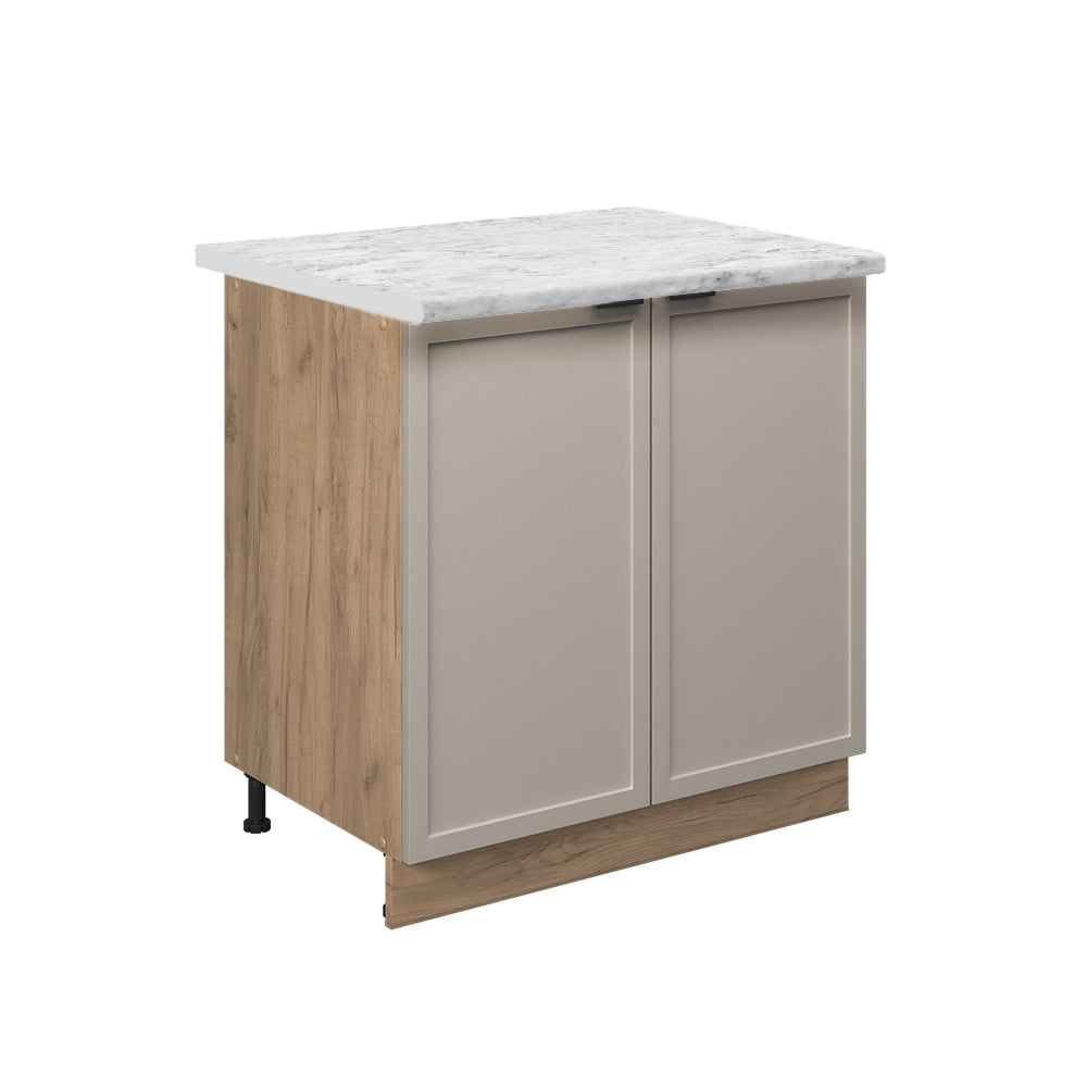 Mobiletto base cucina Fame-Line GrigioBeige/Rovere dorato 80 cm con ripiano, PL Marmo Vicco