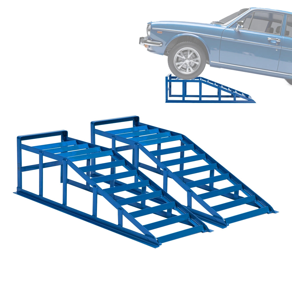 Sollevatore per auto blu da 2000 kg, sollevatore per auto per impieghi gravosi per la cura dell'auto e il cambio dell'olio, angolo di ingresso ridotto