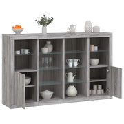 Credenze con Luci LED 3 pz Grigio Sonoma in Legno Multistrato 3209140