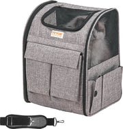 Zaino multifunzionale per cani - Carriola per gatti - Carrello su ruote - Tasca per cani - Valigetta per gatti - Grigio - 42,5x35,5x28 cm