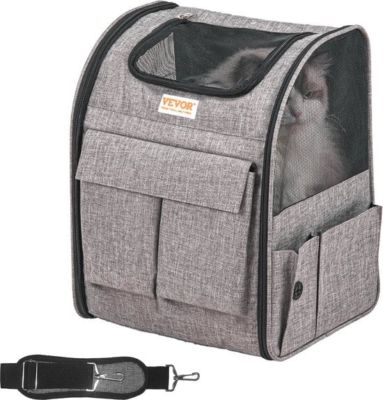 Zaino multifunzionale per cani - Carriola per gatti - Carrello su ruote - Tasca per cani - Valigetta per gatti - Grigio - 42,5x35,5x28 cm
