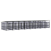 Cuccia gabbia per animali da esterno pac con tetto per cani in acciaio 15,02 m² nero 02_0041746